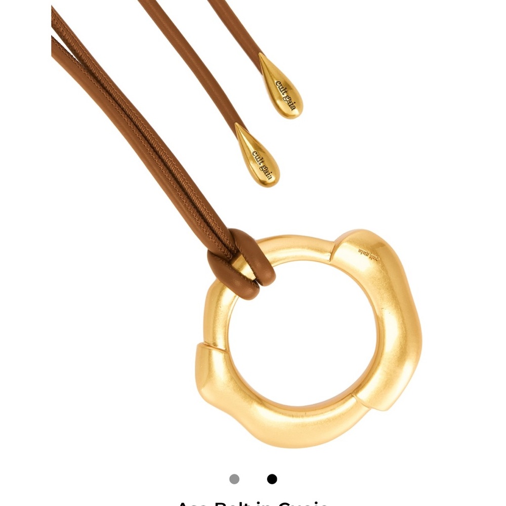 Cult Gaia Gold Ring Pendant with Brown Cord